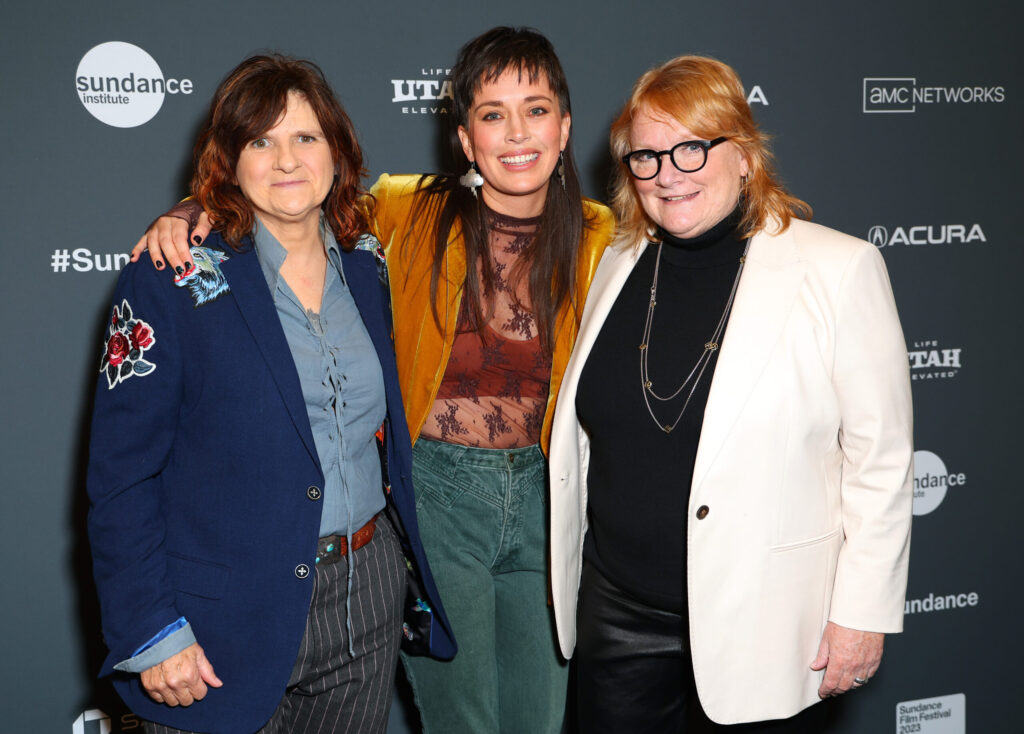 Amy Ray (left), Alexandria Bombach (center), and Emily Saliers (right) at the 2023 Sundance Film Festival. (Photo by Leon Bennett/Getty Images)